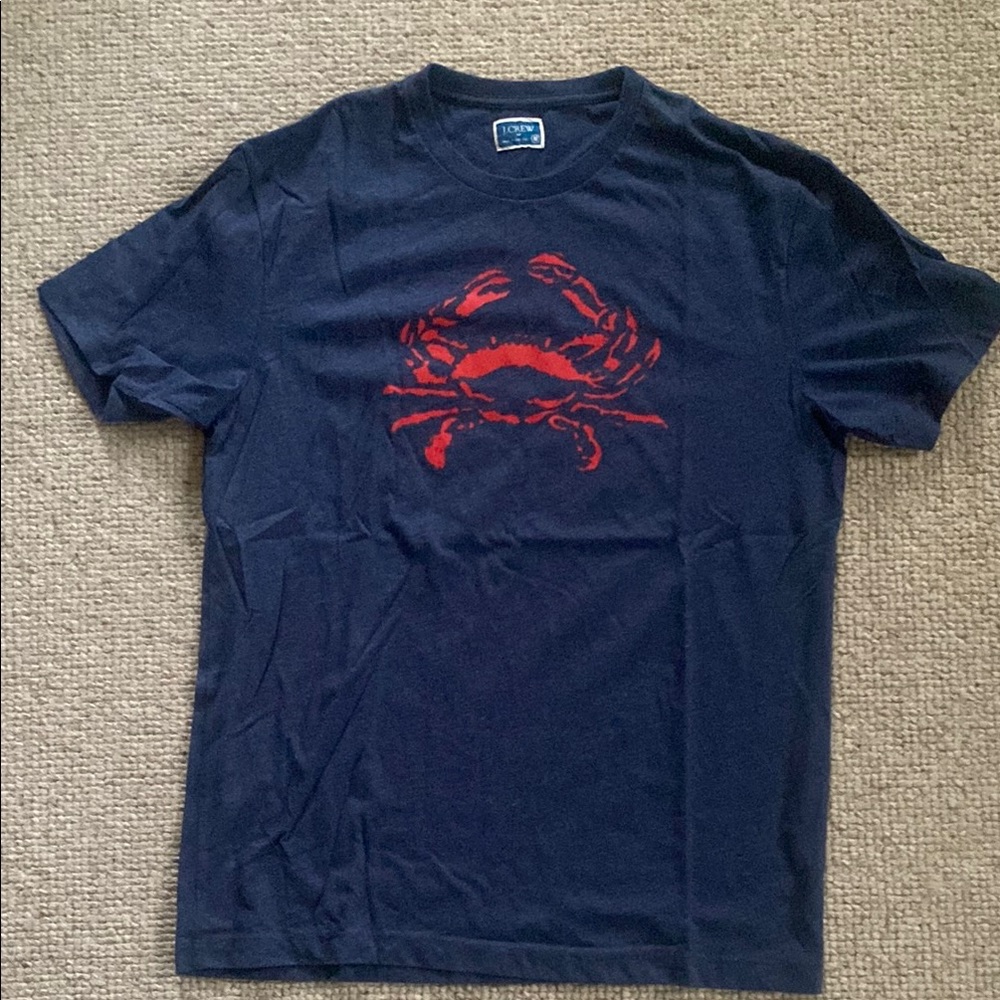 Navy Blue Graphic T-Shirt with Red Crab Design
